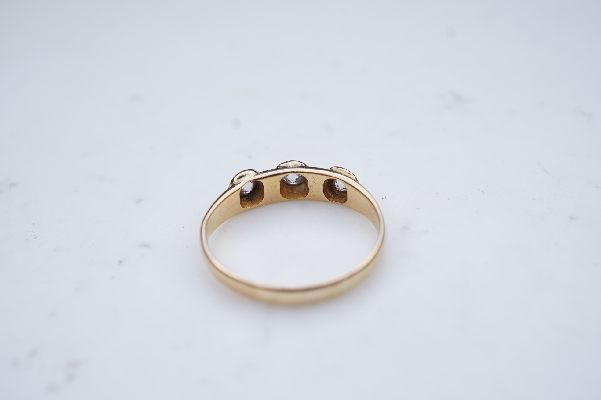 A three-stone diamond ring